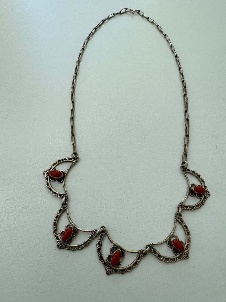 Italian coral hook necklace