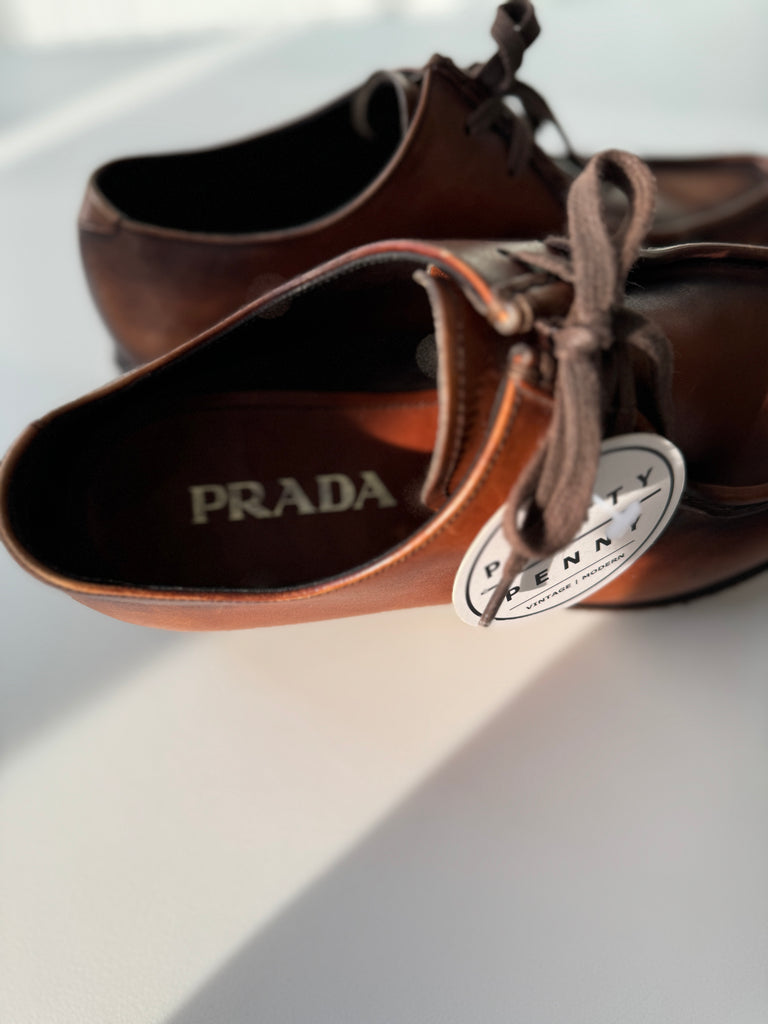 PRADA leather platform shoe