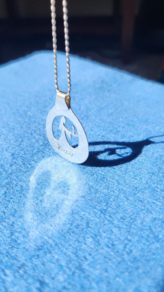 Sterling silver folkish Virgo zodiac pendant