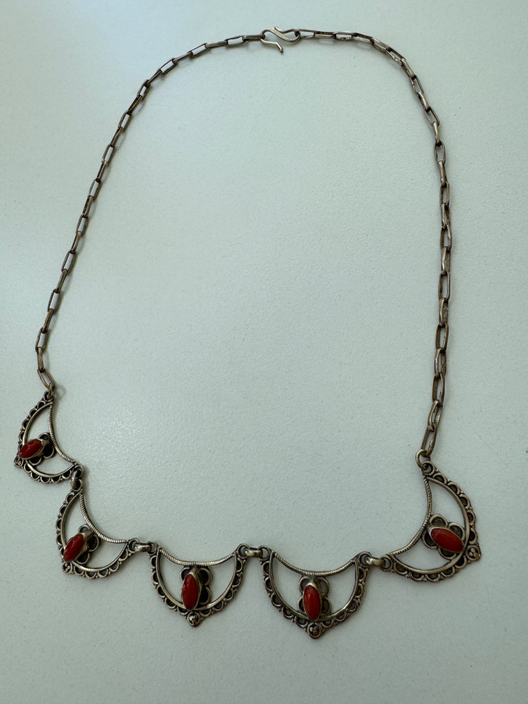 Italian coral hook necklace