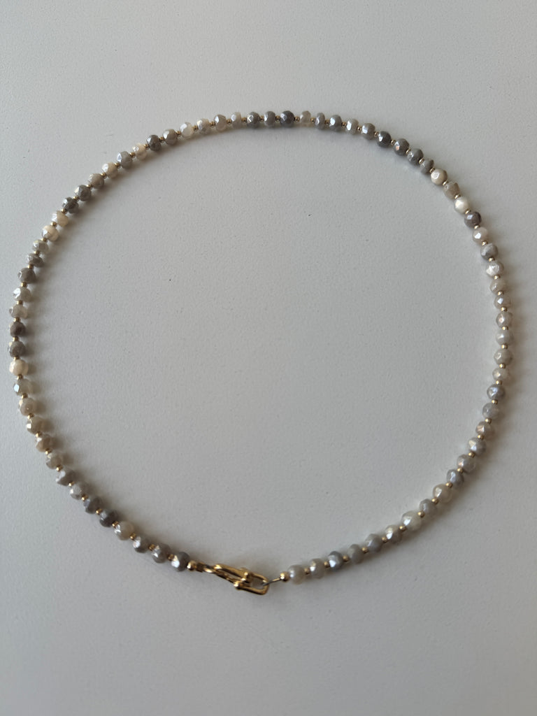 Grey silverite rondelles with clasp necklace