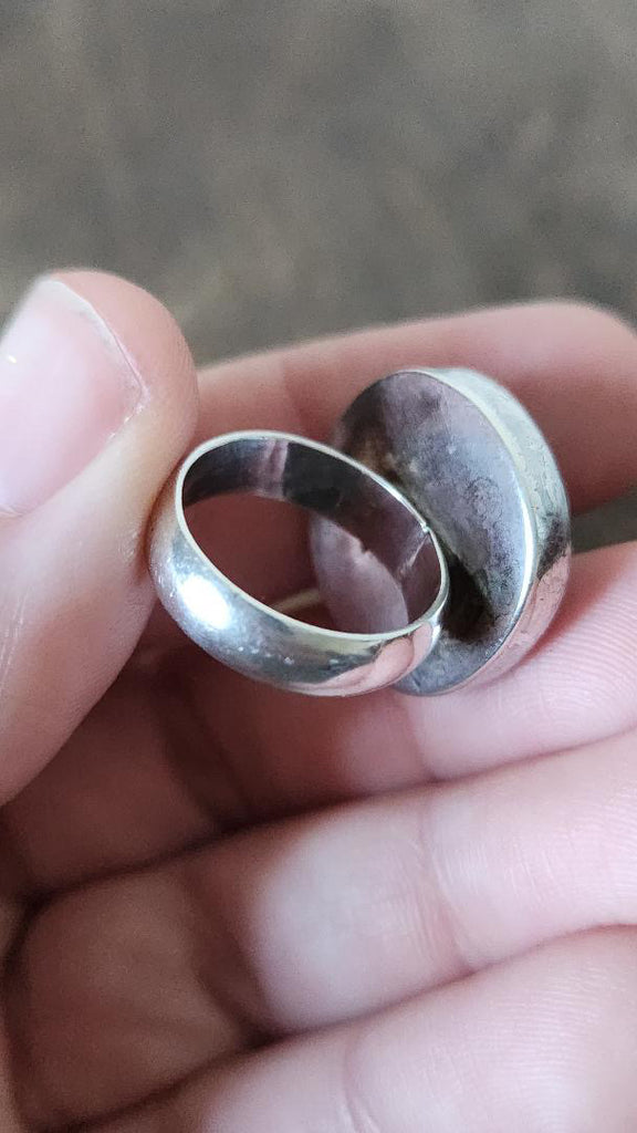 Vintage sterling dichroic glass statement ring