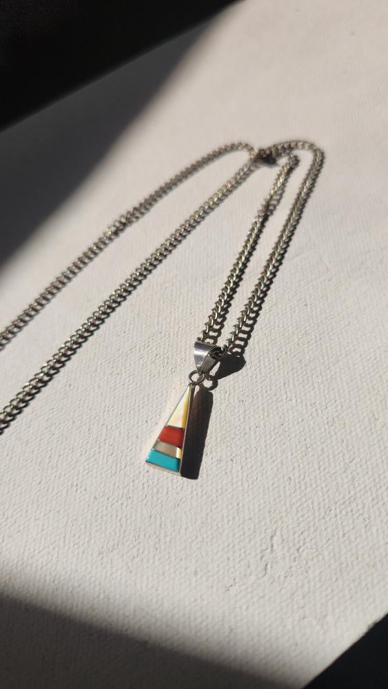 Sterling silver Zuni stone pendant