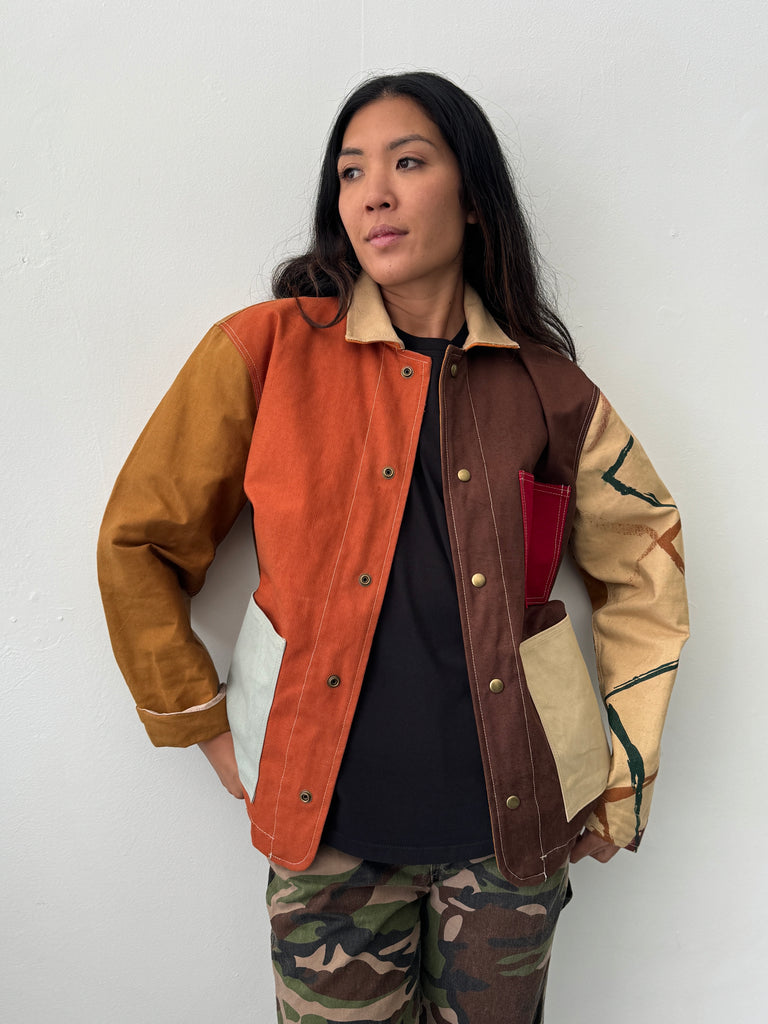 Handmade upcycled patchwork chore coat