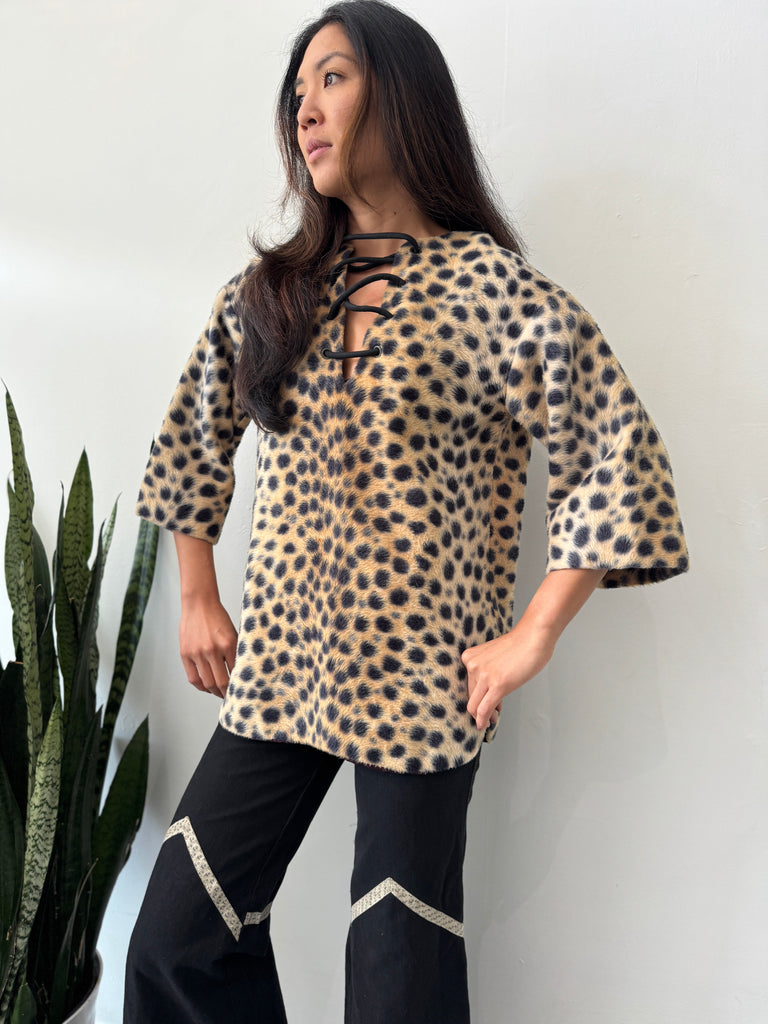 Vintage textured animal print Top