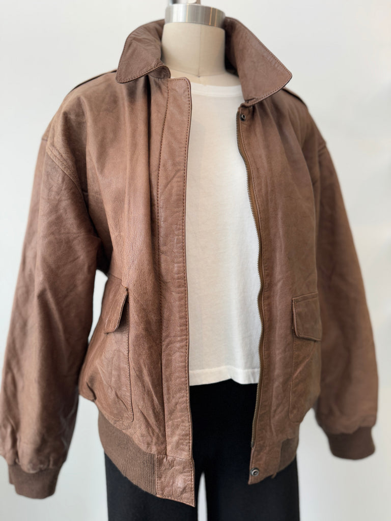 Vintage soft brown leather jacket