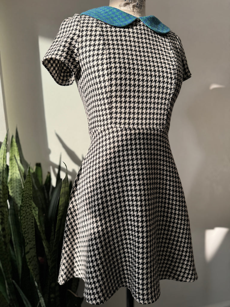 Houndstooth Dress with rounded collar