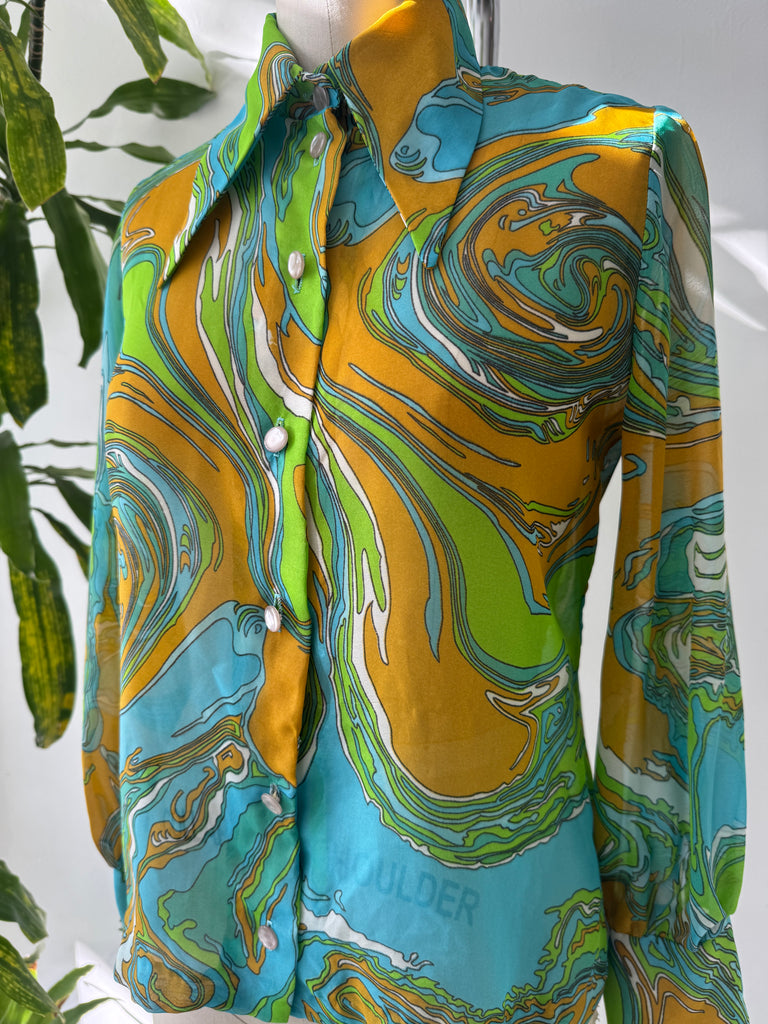Vintage teddi of California pointed collar top