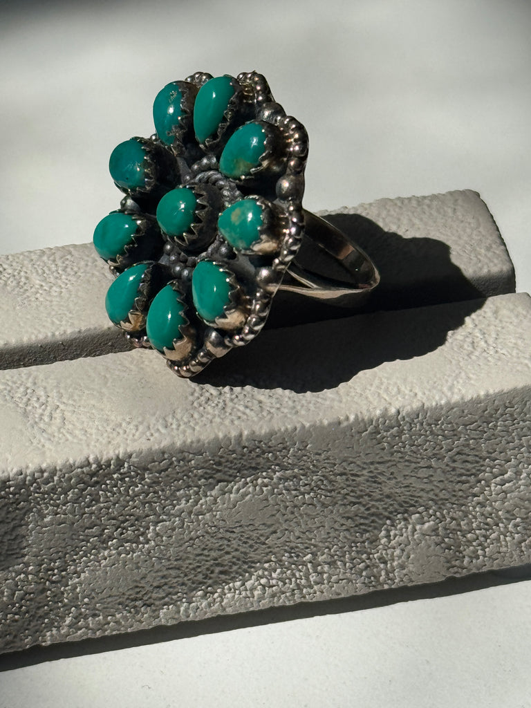 Green turquoise and sterling silver ring size 7.5
