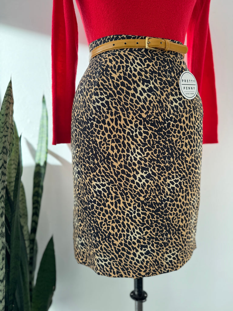 Vintage silk animal print skirt