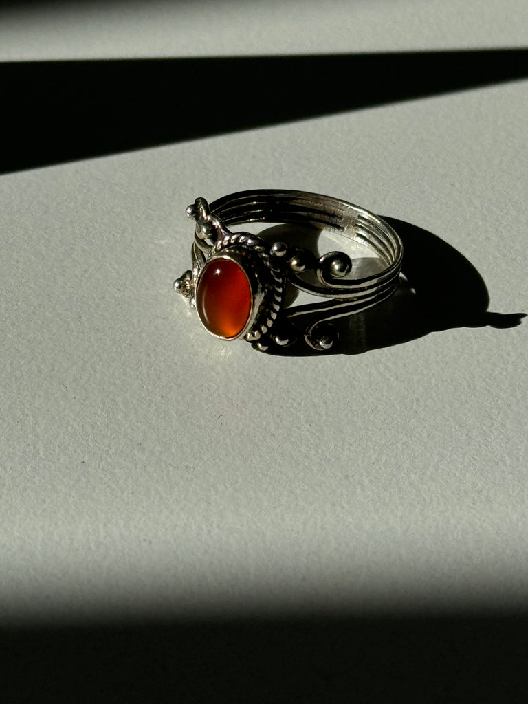 carnelian and silver ring size size 8