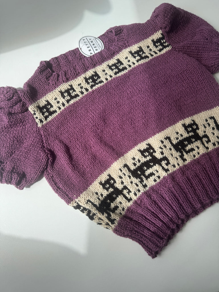 Hand knit cat novelty sweater