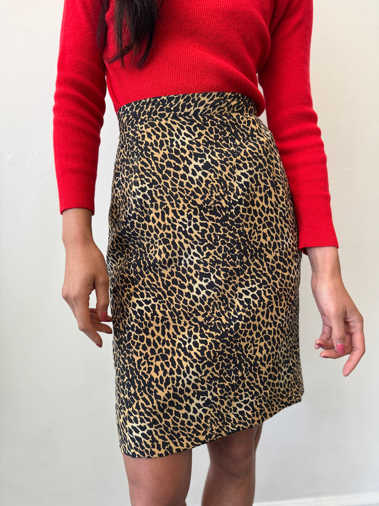 Vintage silk animal print skirt waist “30”