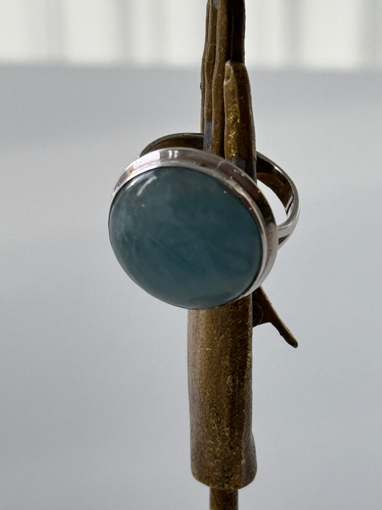 Aqua marine + sterling round ring