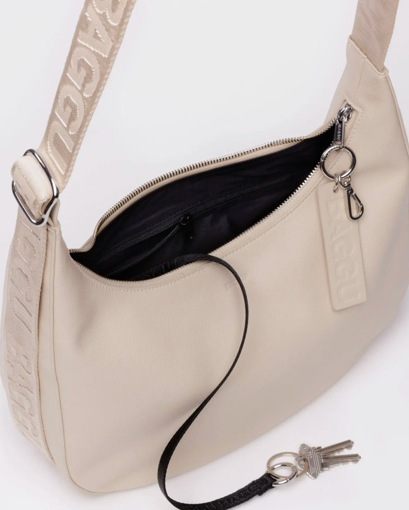 BAGGU| Medium Recycled Leather Crescent Bag | stone