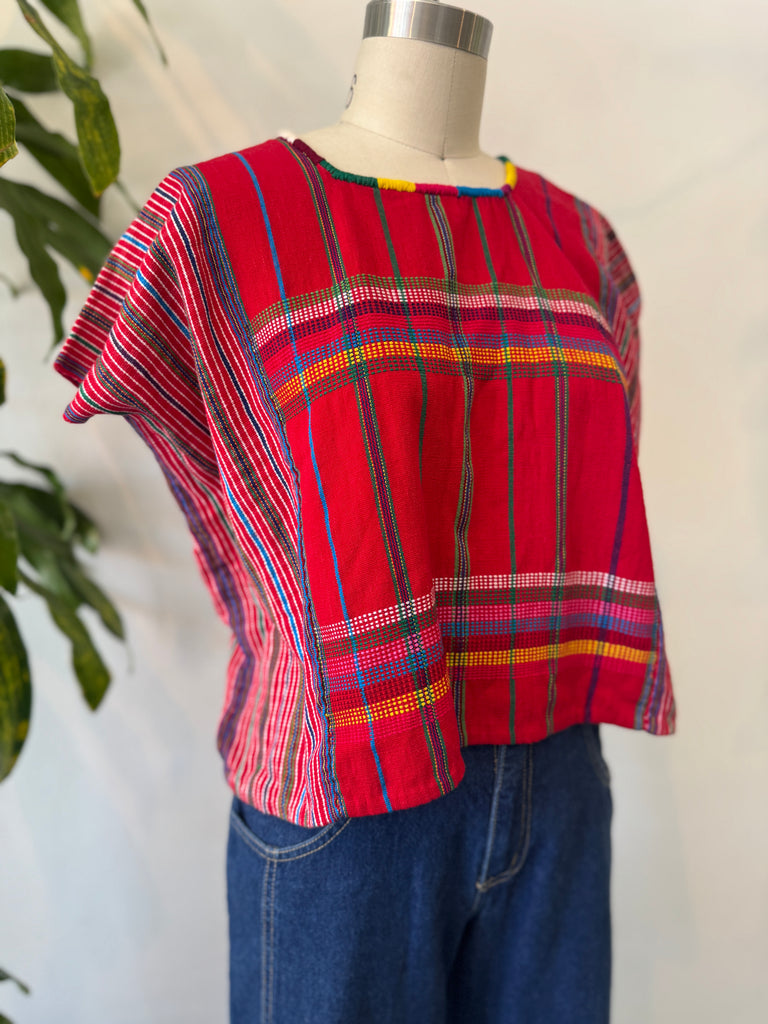 Woven cropped box top