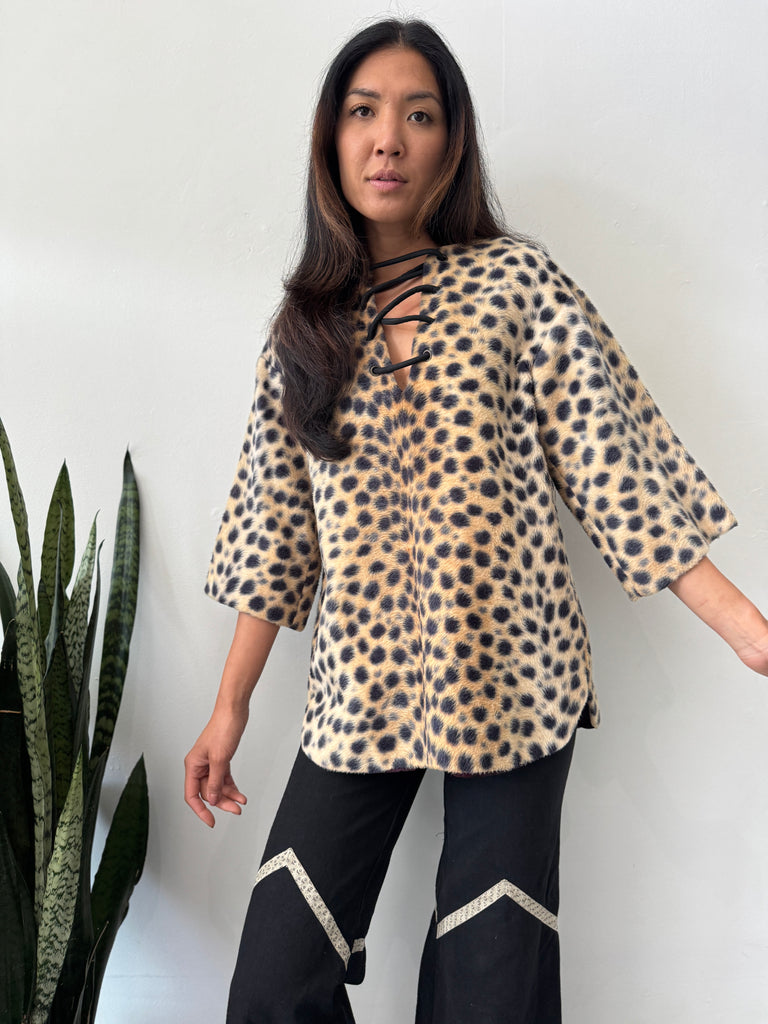 Vintage textured animal print Top