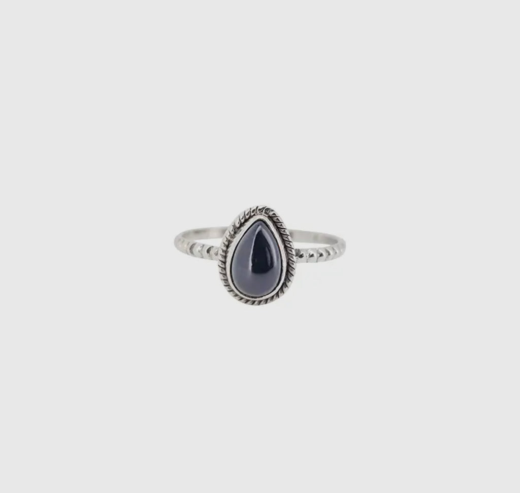 Black onyx sterling silver ring size 9