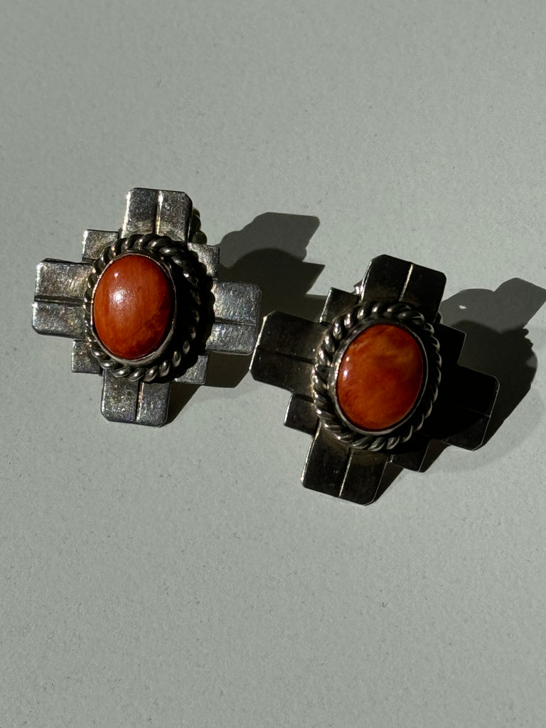 Sterling + coral silver earrings