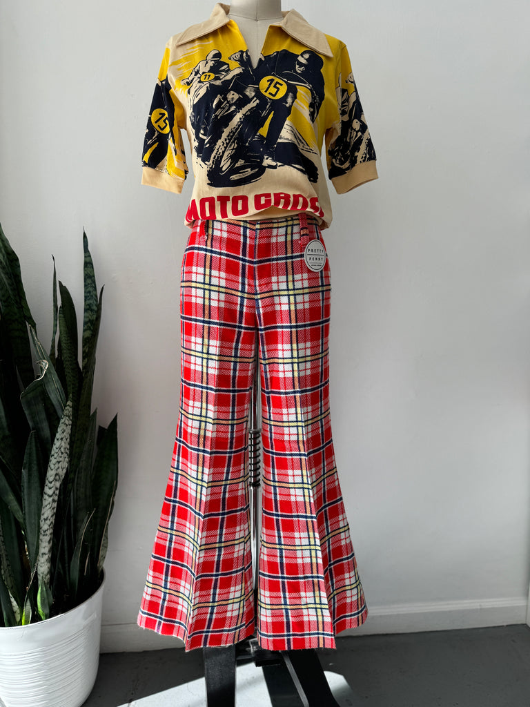 Vintage plaid bell bottoms low waist “32”