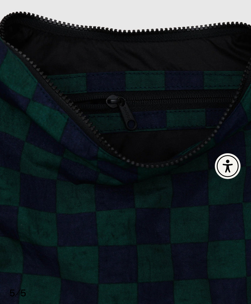 Baggu | medium crescent nylon bag | navy green check