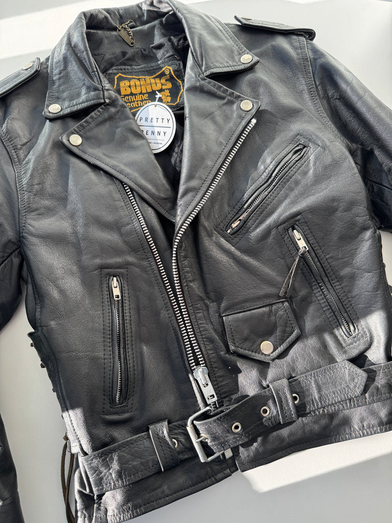 Vintage leather moto jacket