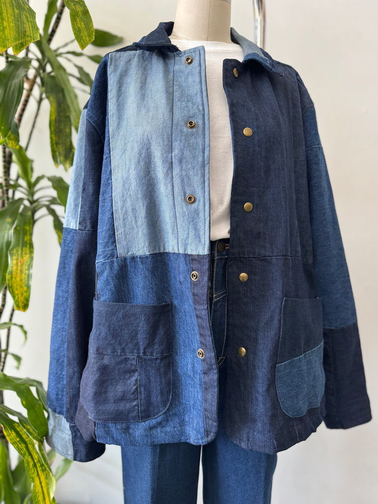 Handmade vintage patchwork denim jacket