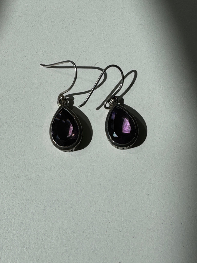 Purple stone and sterling silver earrings