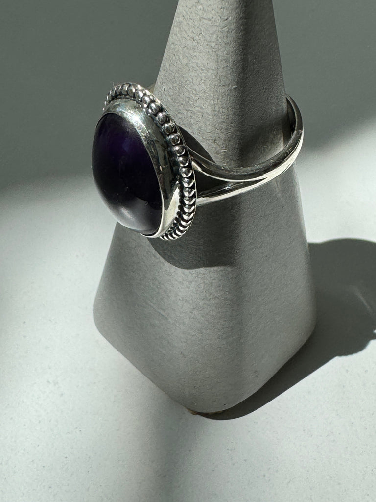 Amethyst and sterling silver ring