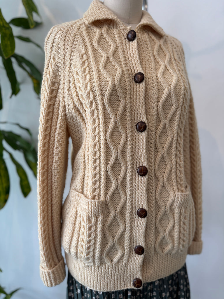 Vintage wool fisherman cardigan outerwear