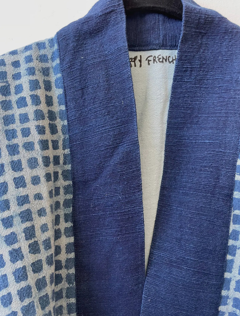 Happy French Gang check indigo coat