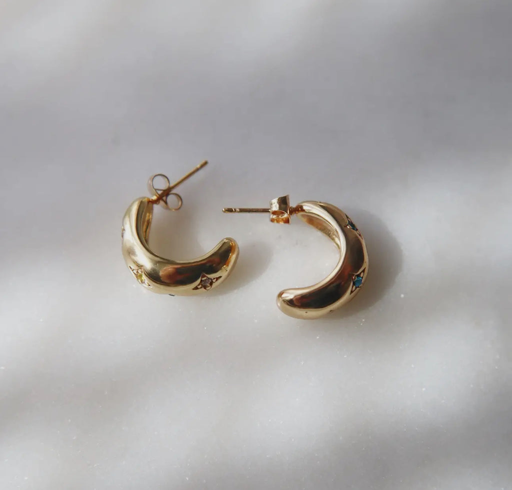 Hoop earrings with gem stones