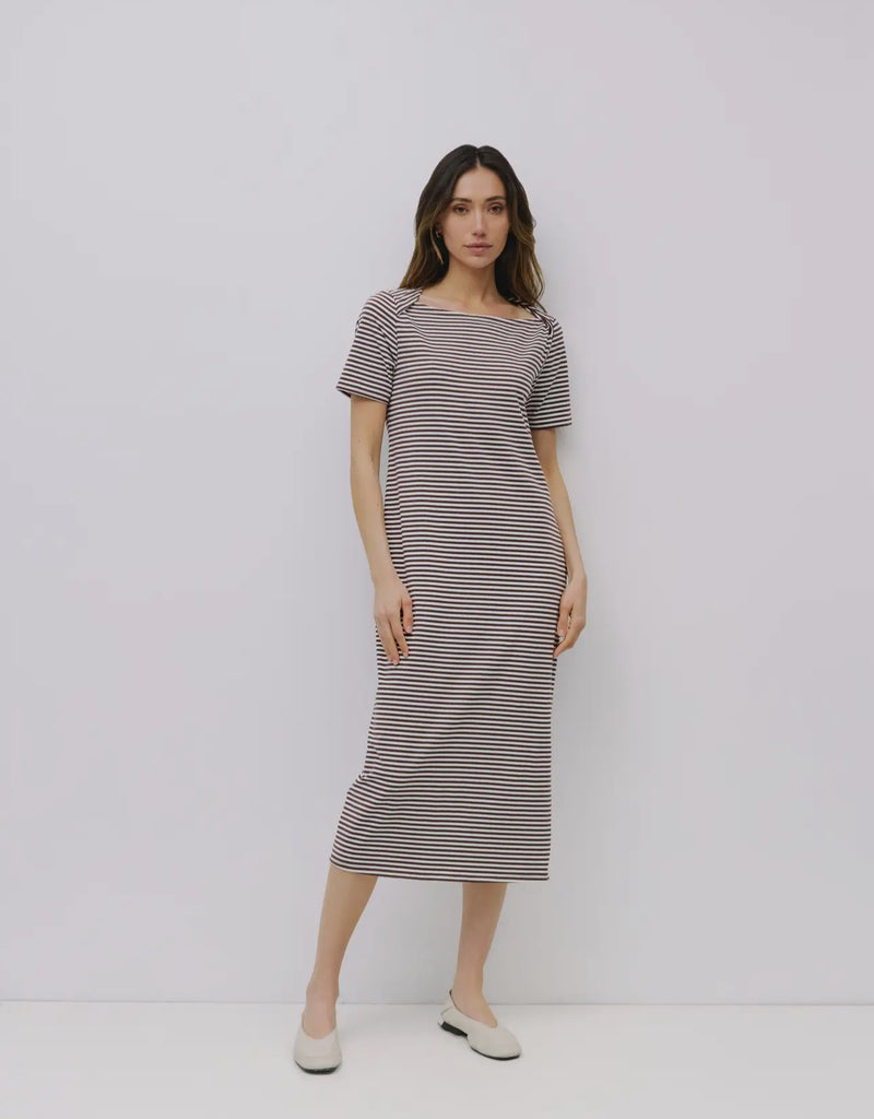 Curated Collection | brown/cream striped dress