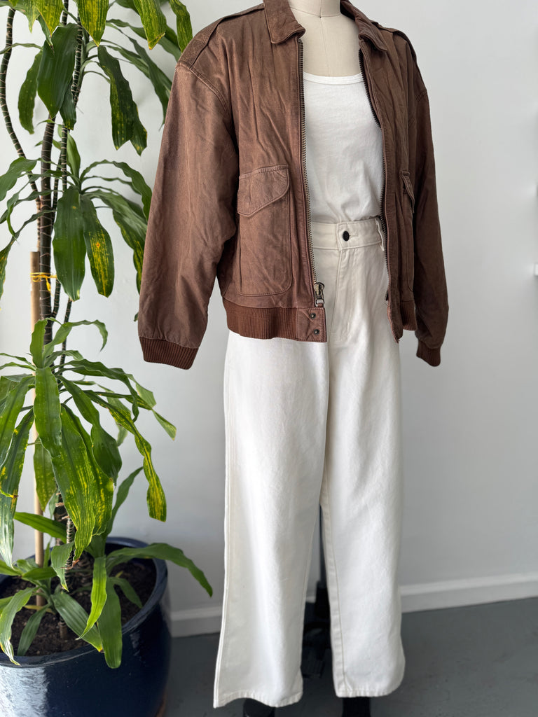 Vintage leather bomber jacket