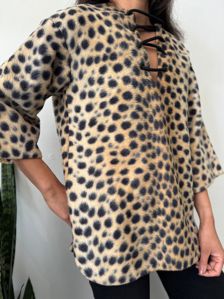 Vintage textured animal print Top