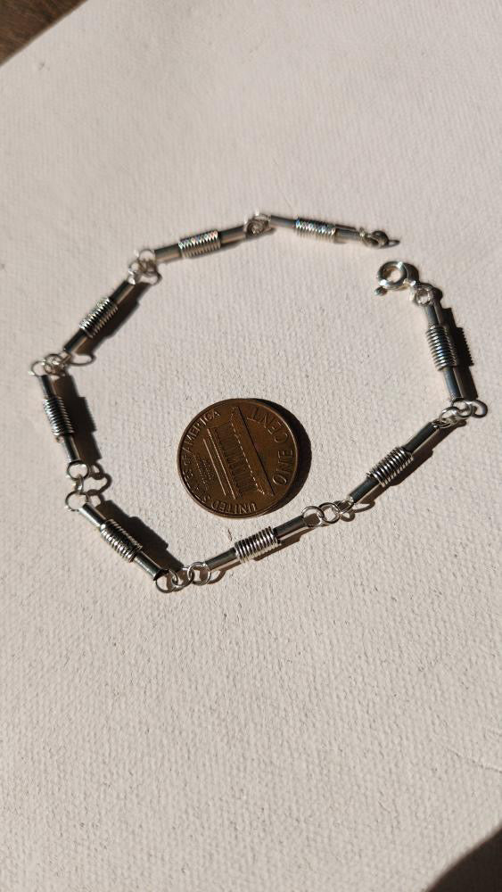 Vintage Sterling coiled tube unique bracelet