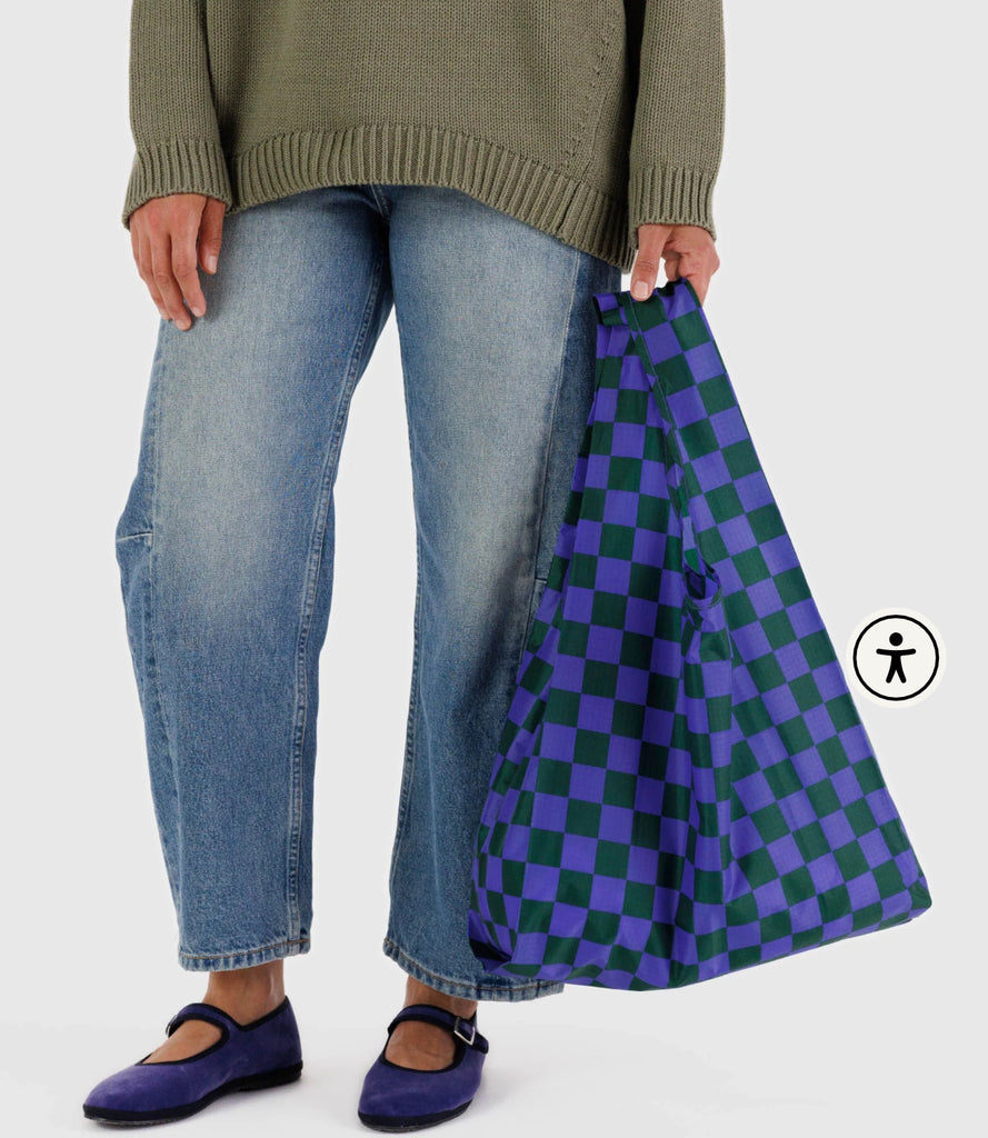 Baggu | big reusable tote bag | iris green check