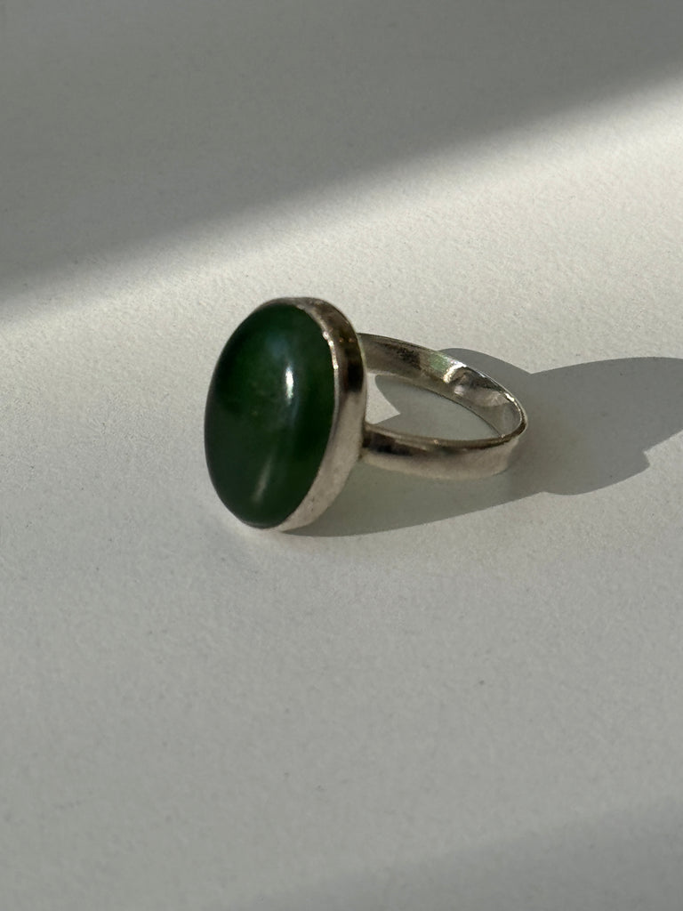 Green agate stone and sterling silver ring size 9