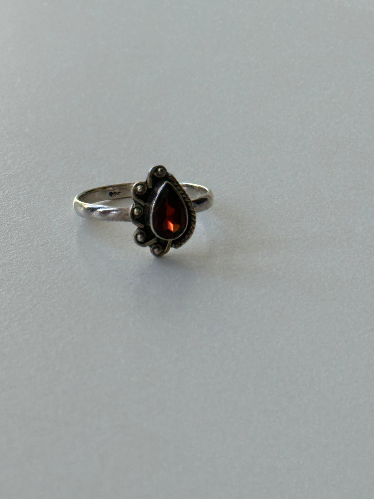 Sterling silver + garnet ring size 8