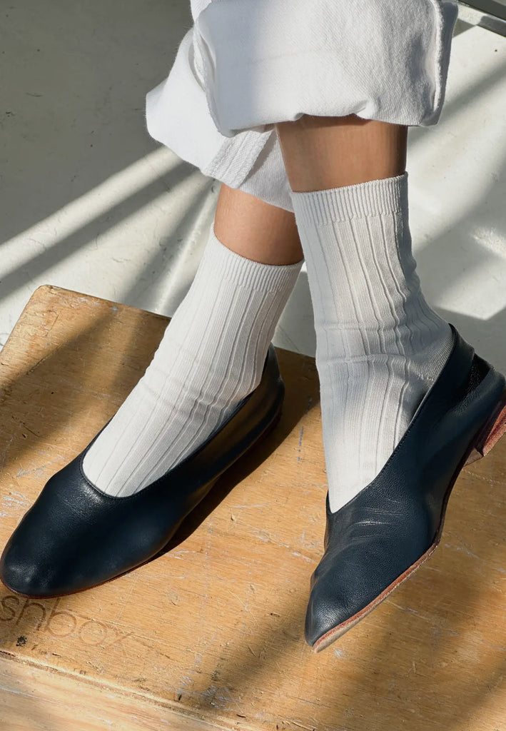Le Bon Shoppe | her socks | cotton ribbed | white