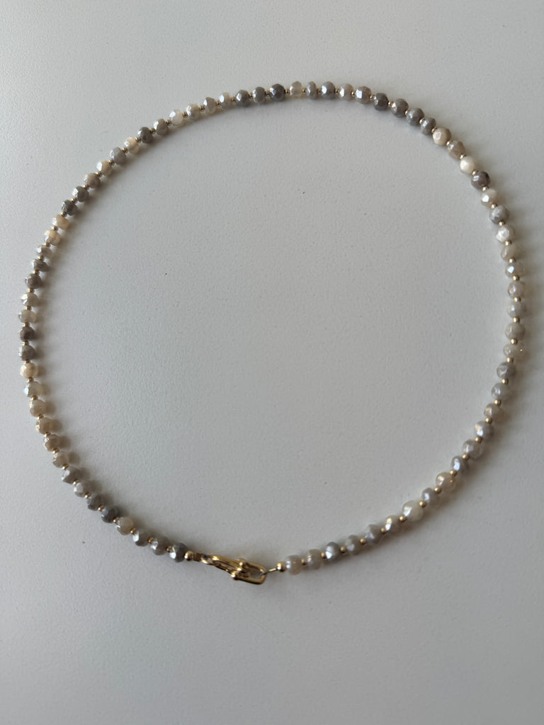 Grey silverite rondelles with clasp necklace