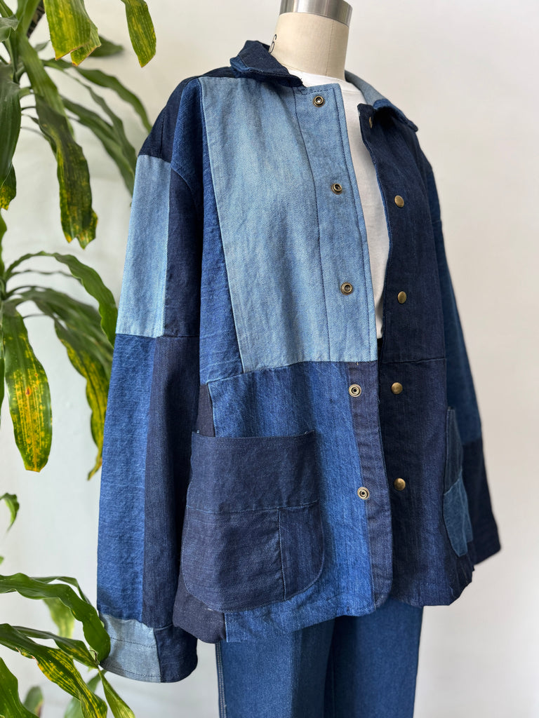 Handmade vintage patchwork denim jacket