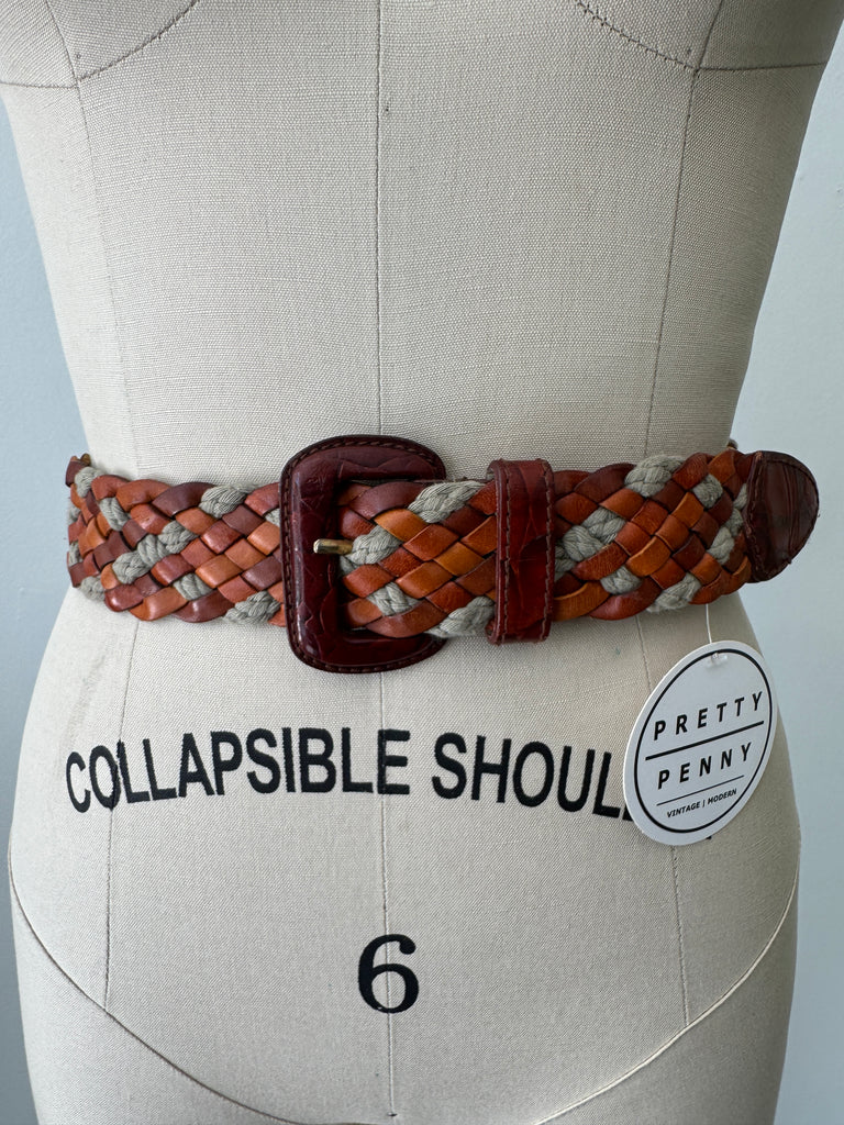 Leather and cotton fiber belt
