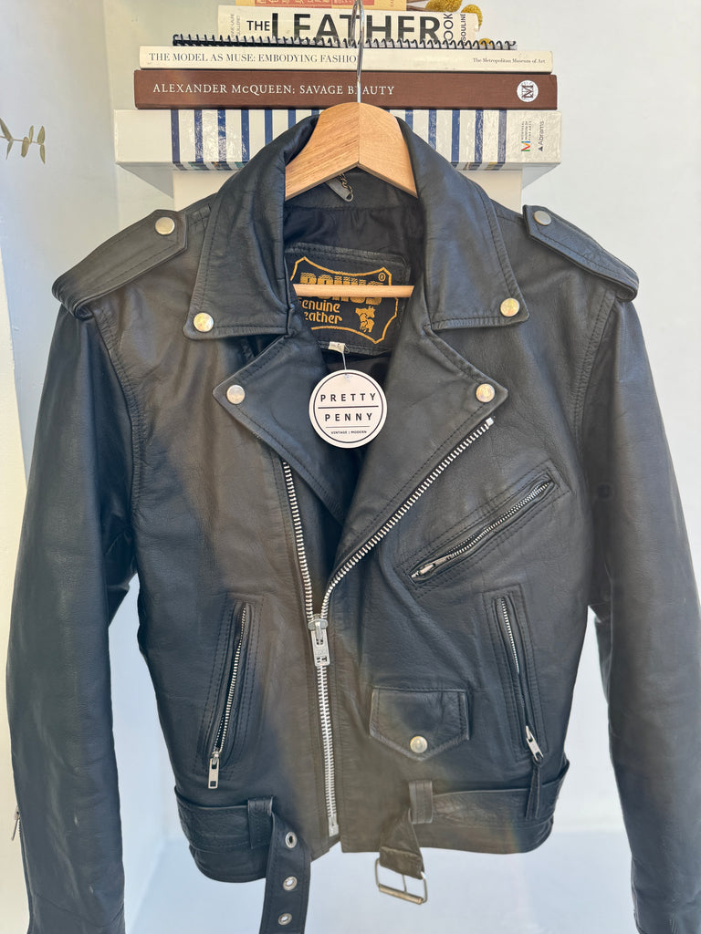 Vintage leather moto jacket