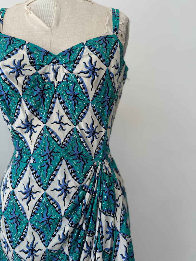 Vintage 1950’s print with sequins Dress