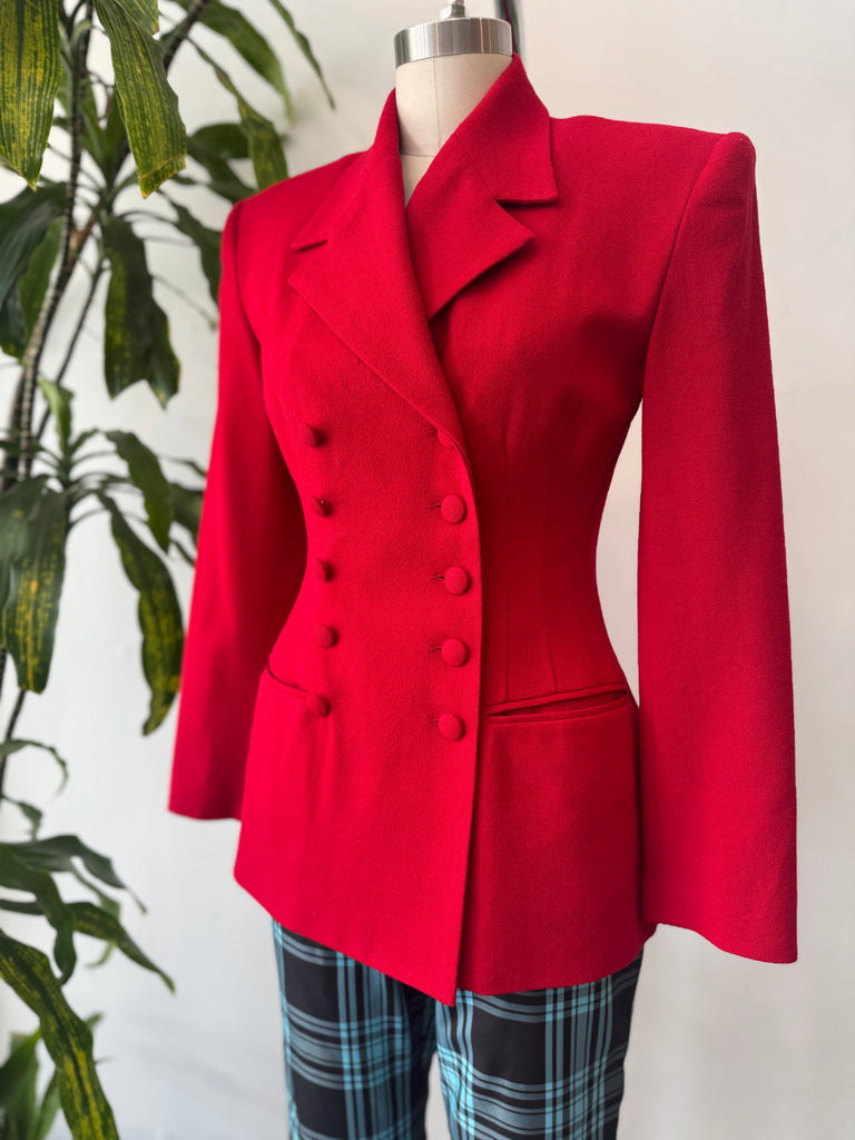 Vintage Nicole Taylor cherry red structured outerwear