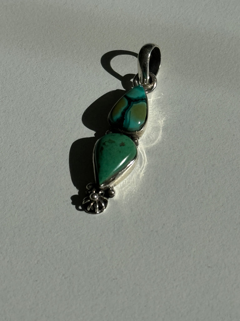 Double green turquoise pendant