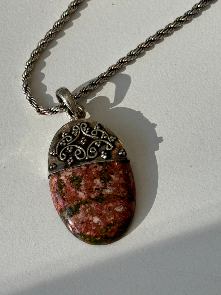 Inakite Stone and Sterling necklace