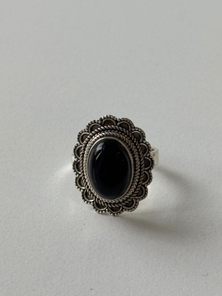 Onyx + Sterling silver ring size 9