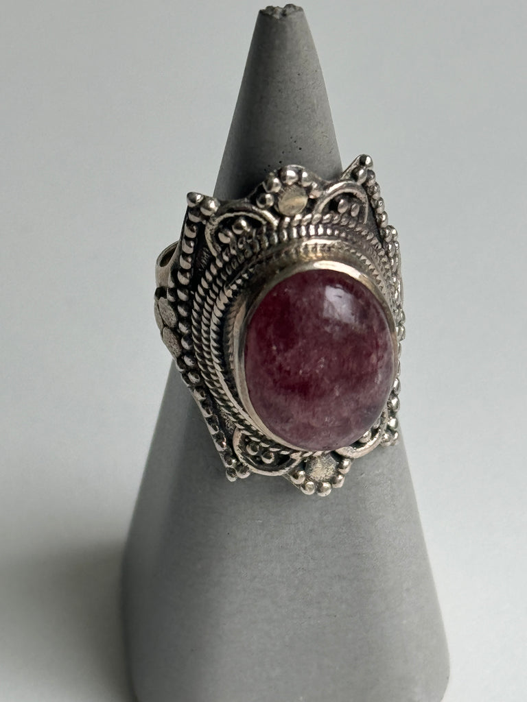 Lepidolite and sterling silver ring size 7.5